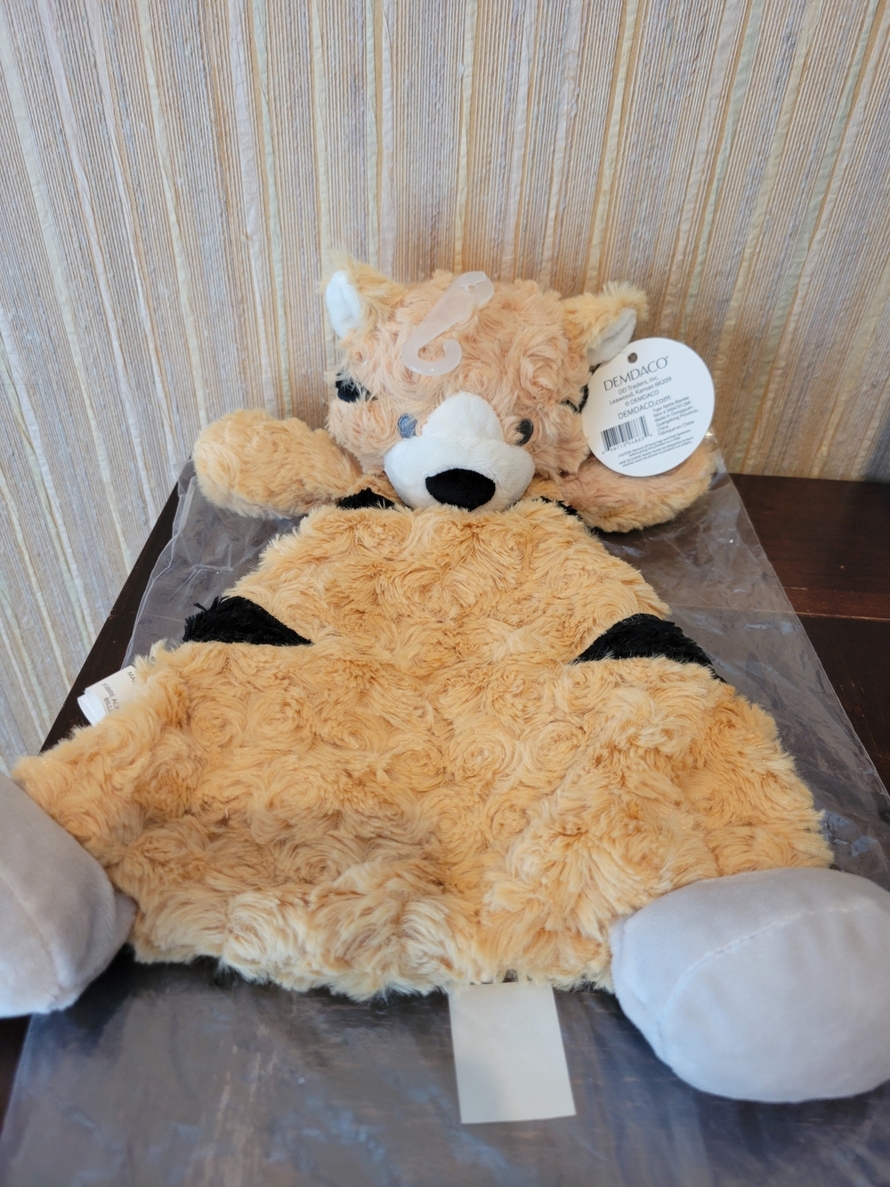 Plush Tiger Rattle Blankie Lovey with Black Accent Patches NWT